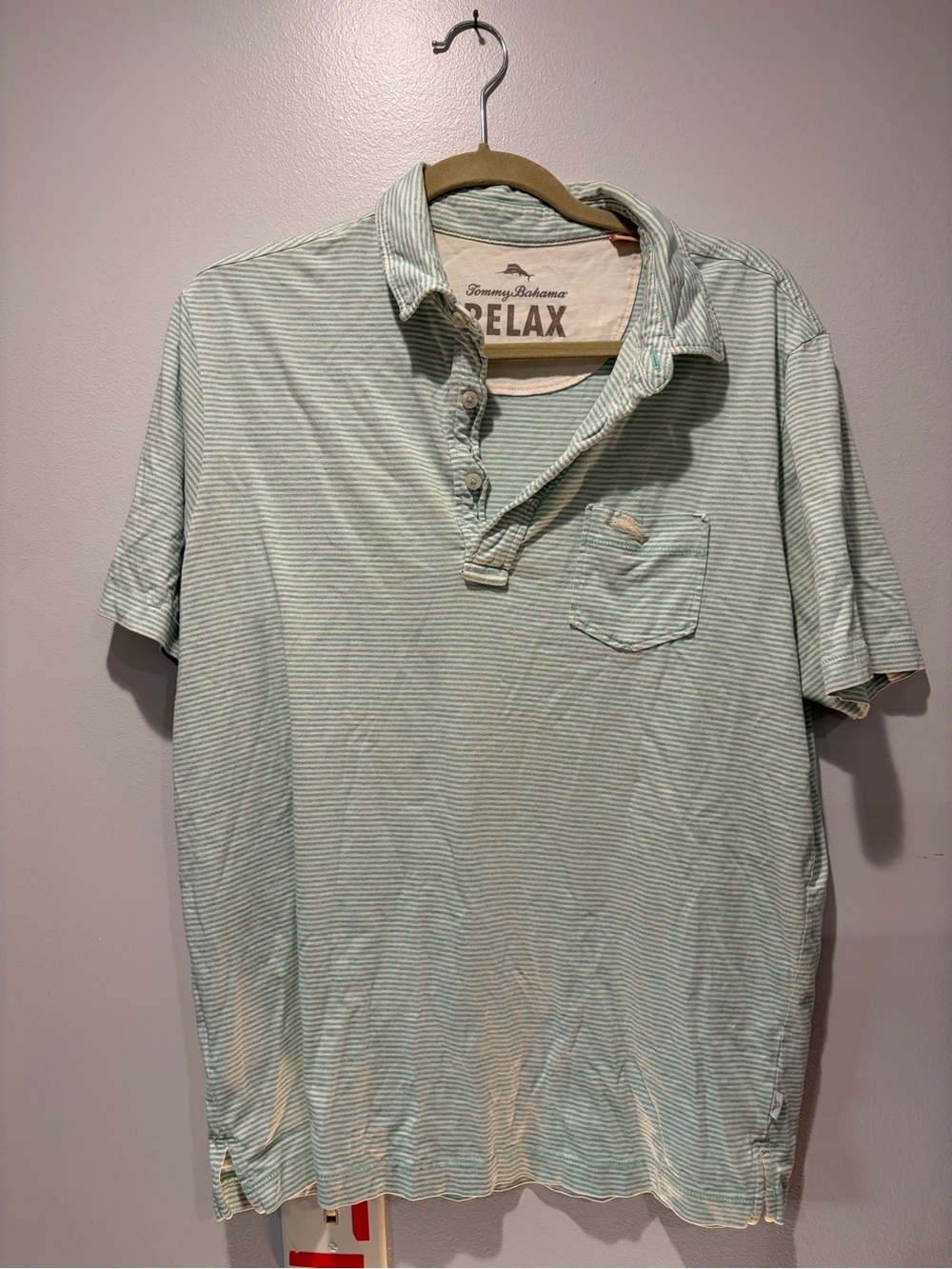 Tommy Bahama Mint Green Striped Short-Sleeve Polo